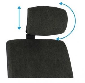 Ergonominės biuro kėdės galvos atlošo reguliavimo kryptis