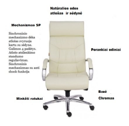 Balta odinė vadovo biuro kėdė SUPREME